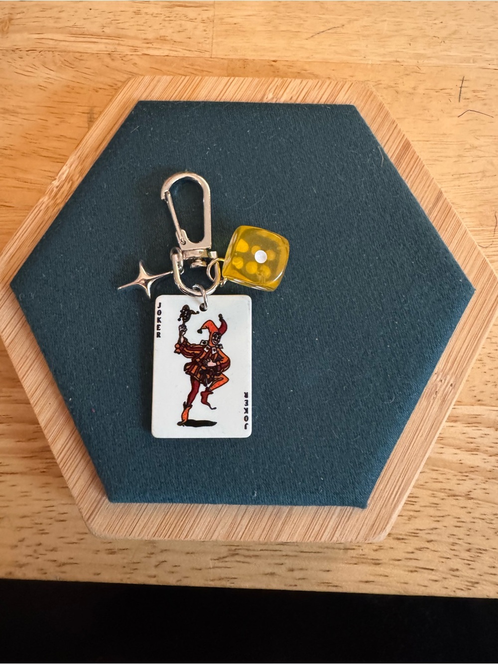 Joker Card & Yellow Dice Keychain Charm